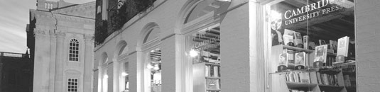 A black and white photograph showing the Cambridge University Press Bookshop
