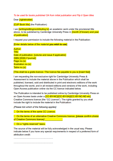 SAMPLE Third-party Materials Licence (OA)