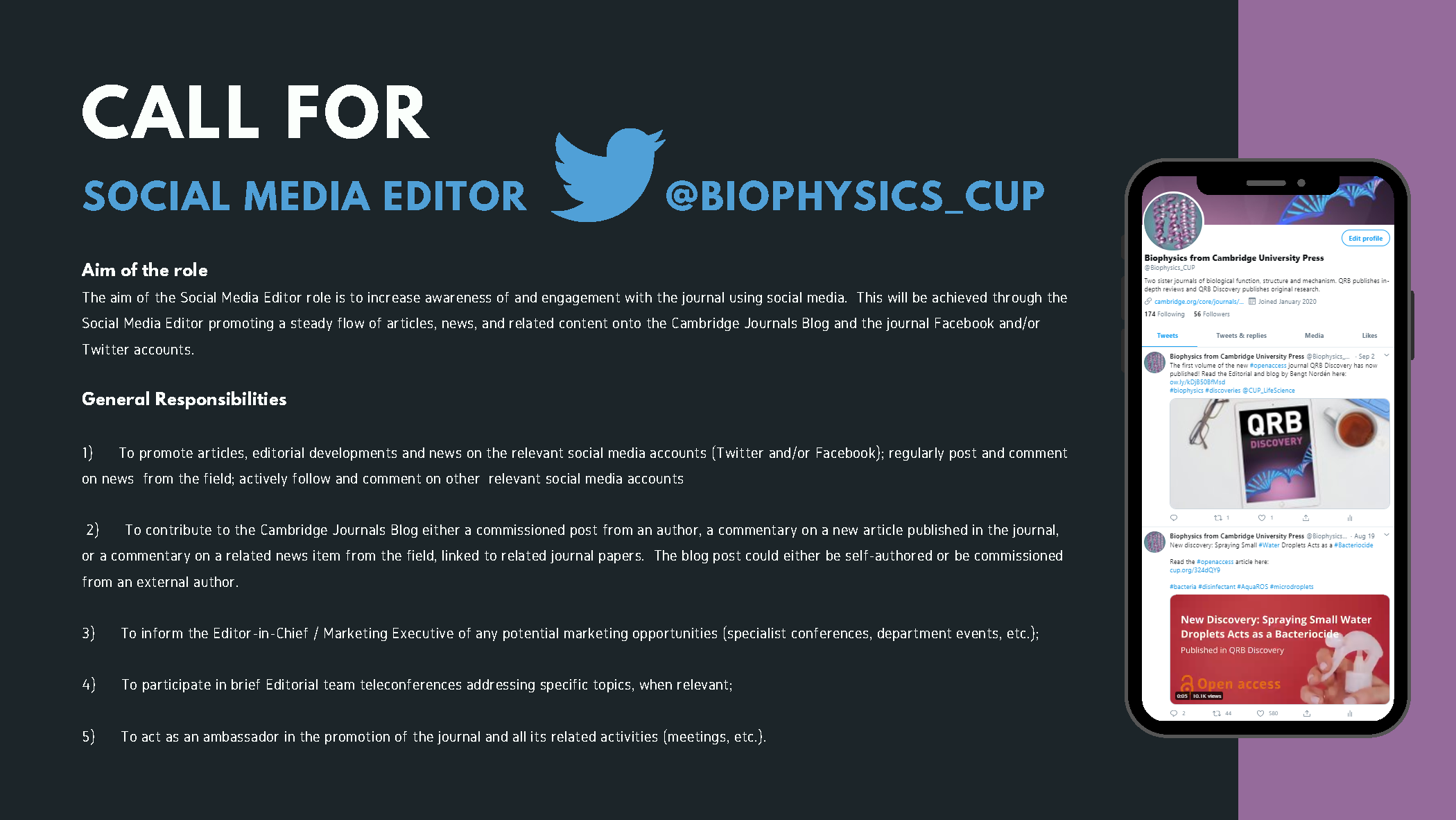 Call for Biophysics Social Media Editor