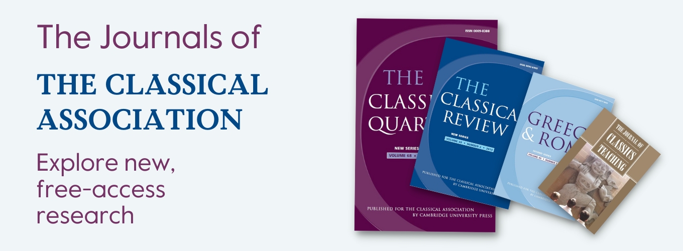 The Journals of the Classical Association. Beside the text are images of the journal covers.