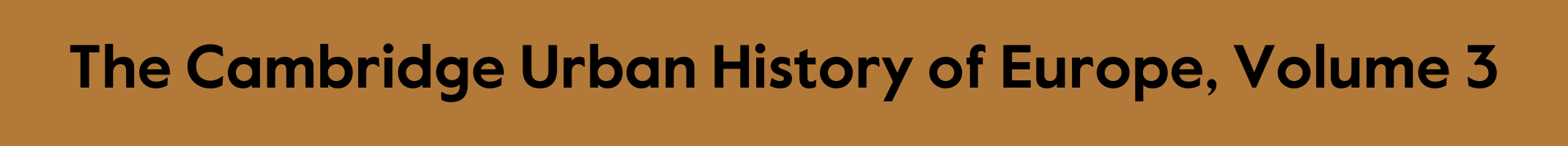 Cambridge Urban History of Europe
