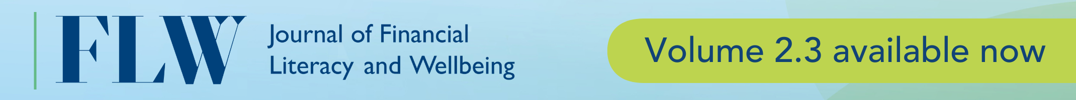 Journal of Financial Literacy and Wellbeing Volume 2.3 available now