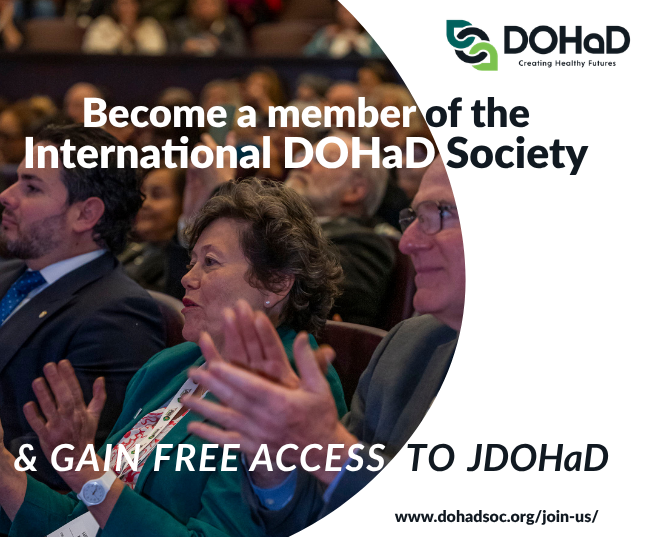 A clickable link to the International DOHaD Society membership page. DOHaD members get free access to the journal.