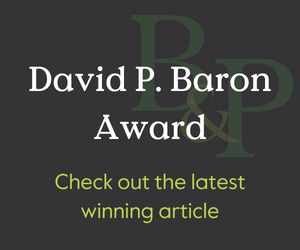 David P. Baron Award Check out the latest winning article