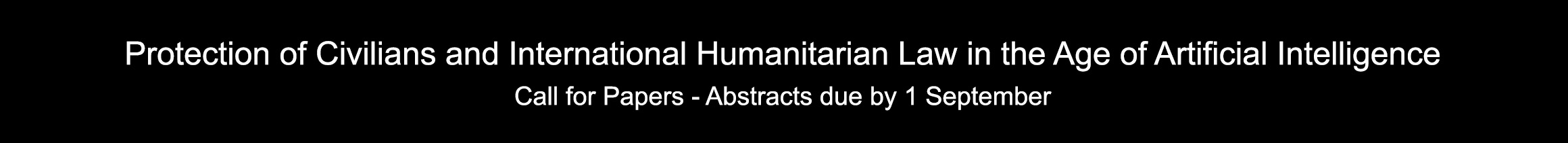 Banner linking to a call for papers on humanitarian law and artificial intelligence
