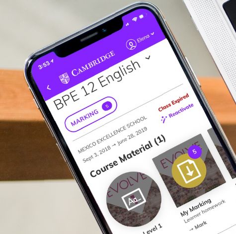 Mobile phone displaying Cambridge One app