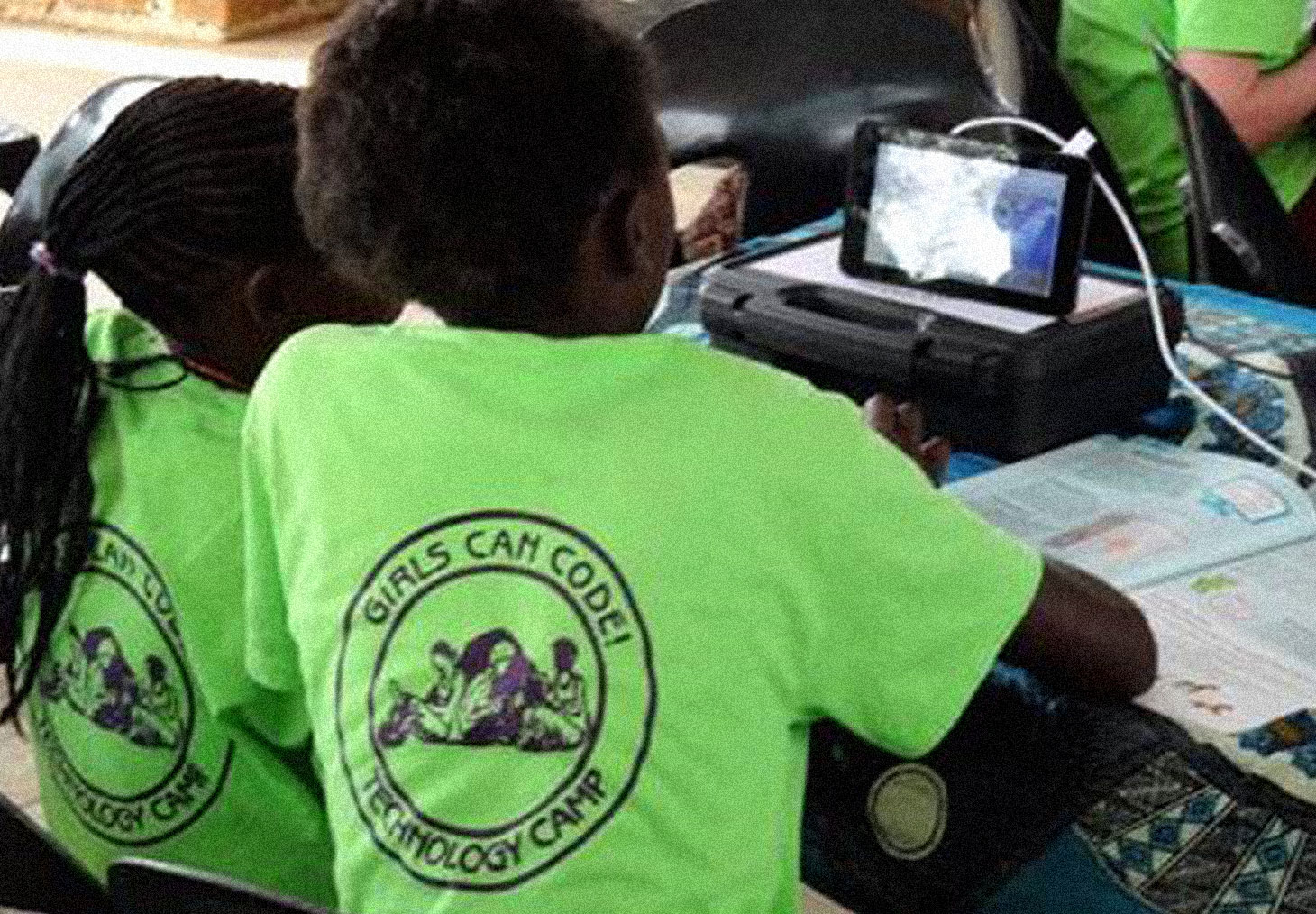 Girls from rural secondary schools attend technology camps to learn coding.