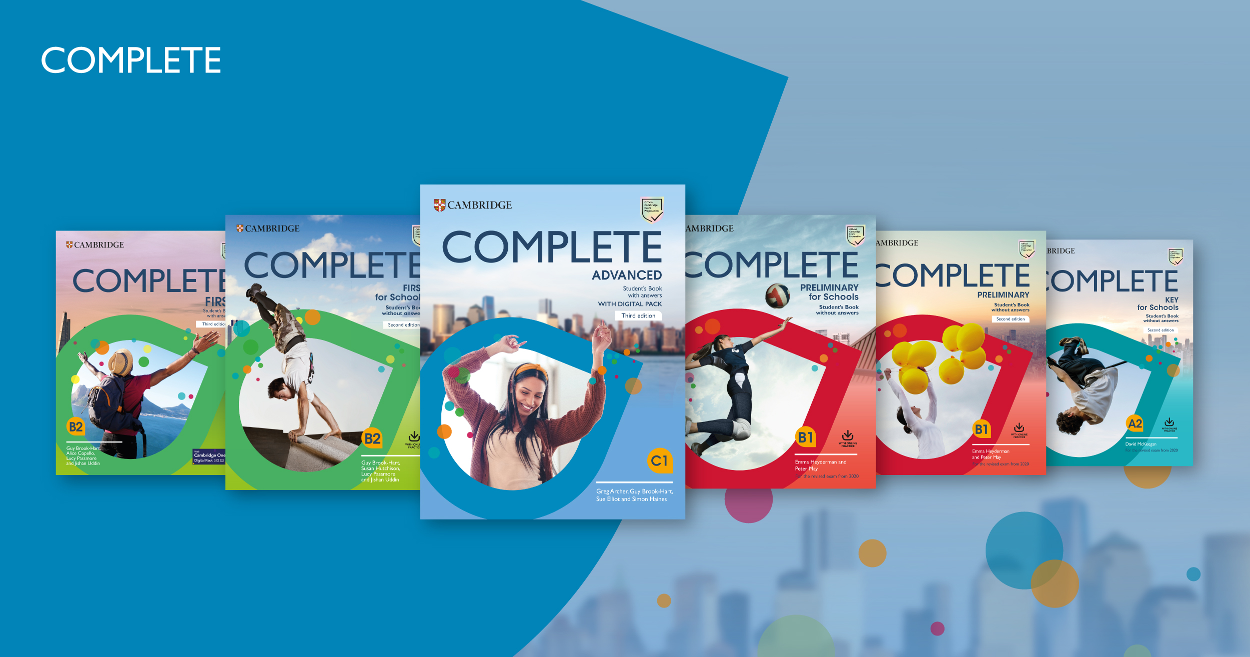 Complete series covers on a blue background