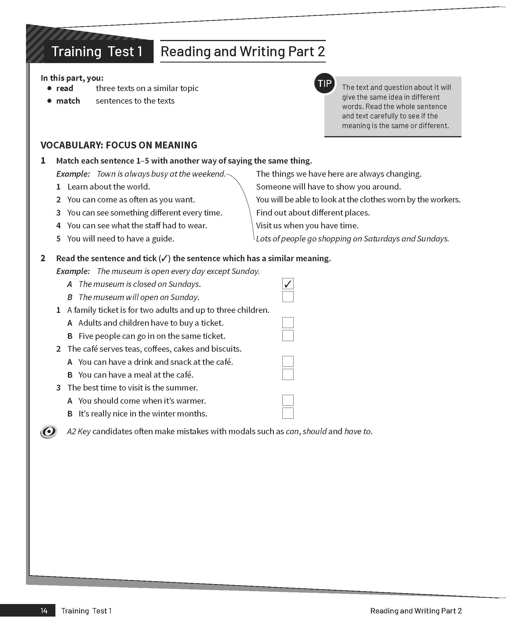 Reading and Writing part 2 sample material