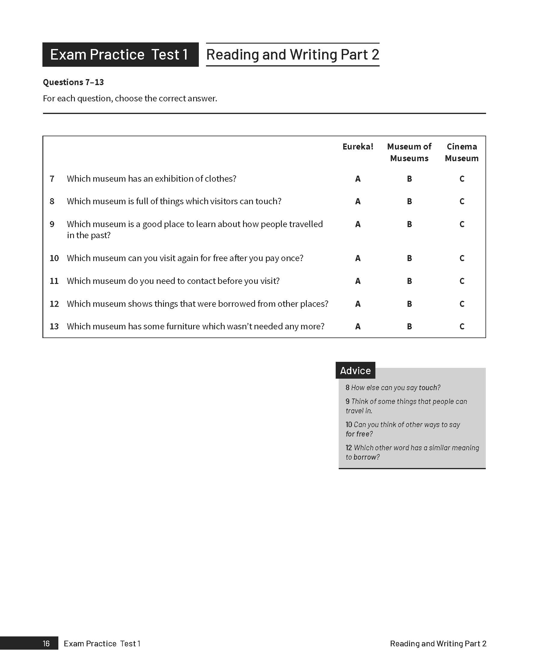 Reading and Writing part 2 sample material