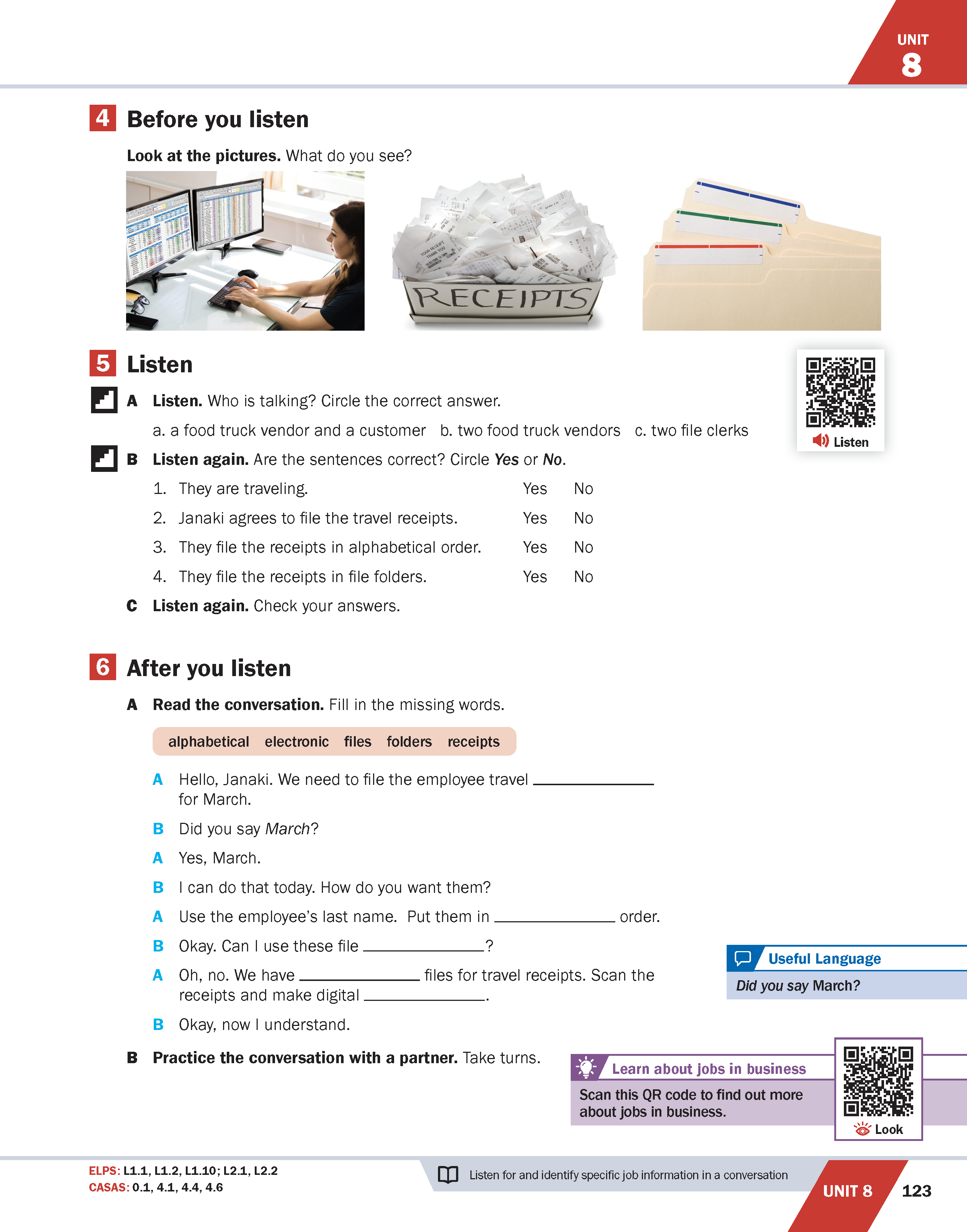 English worksheet on career readiness and job vocabulary.