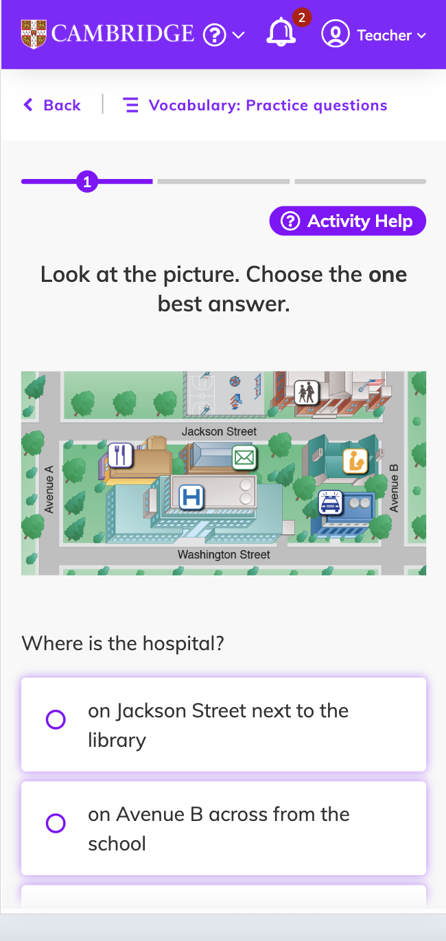 App screenshot of hospital location map.