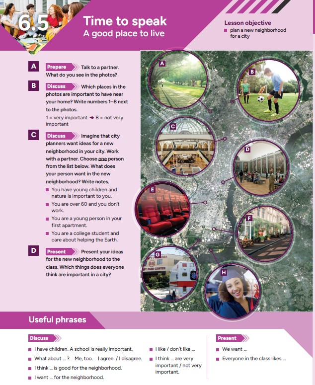Flyer about city attractions with Time to Speak lesson
