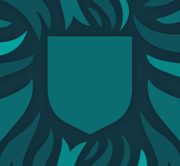 graphic image of a shield in different shades of Cambridge Blue