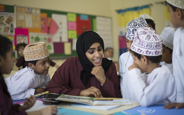 Teacher in Oman classroom