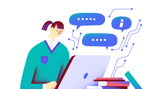 Illustration of student using AI 