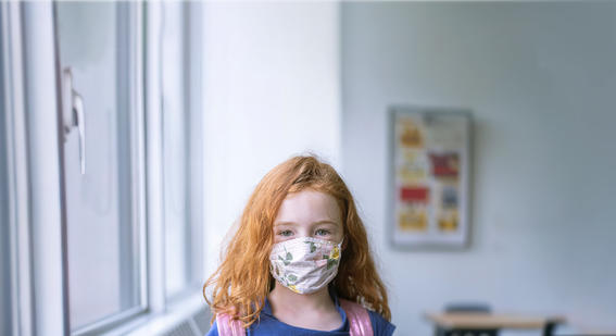Child wearing mask