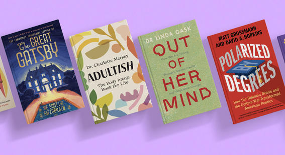 Four Cambridge University Press book covers against a lavender background