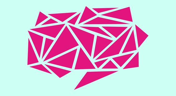 Cambridge Festival logo - pink triangles forming the shape of an abstract brain
