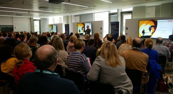 seated crowd attending researchED event at Cambridge