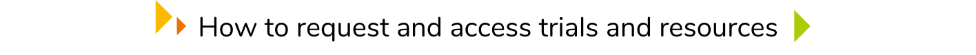 Text saying How to request and access trials and resources