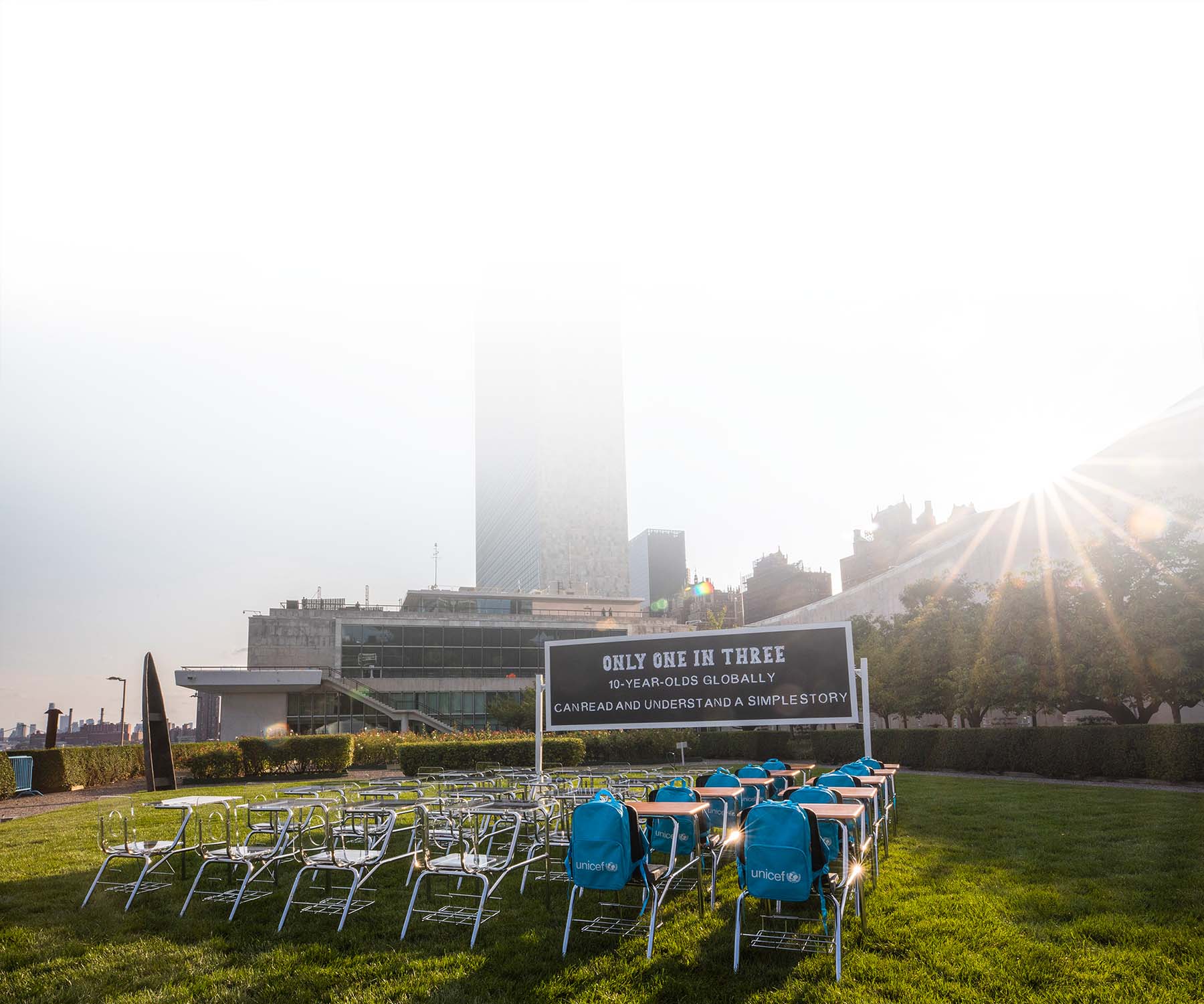 outside UN Transforming Education summit in New York