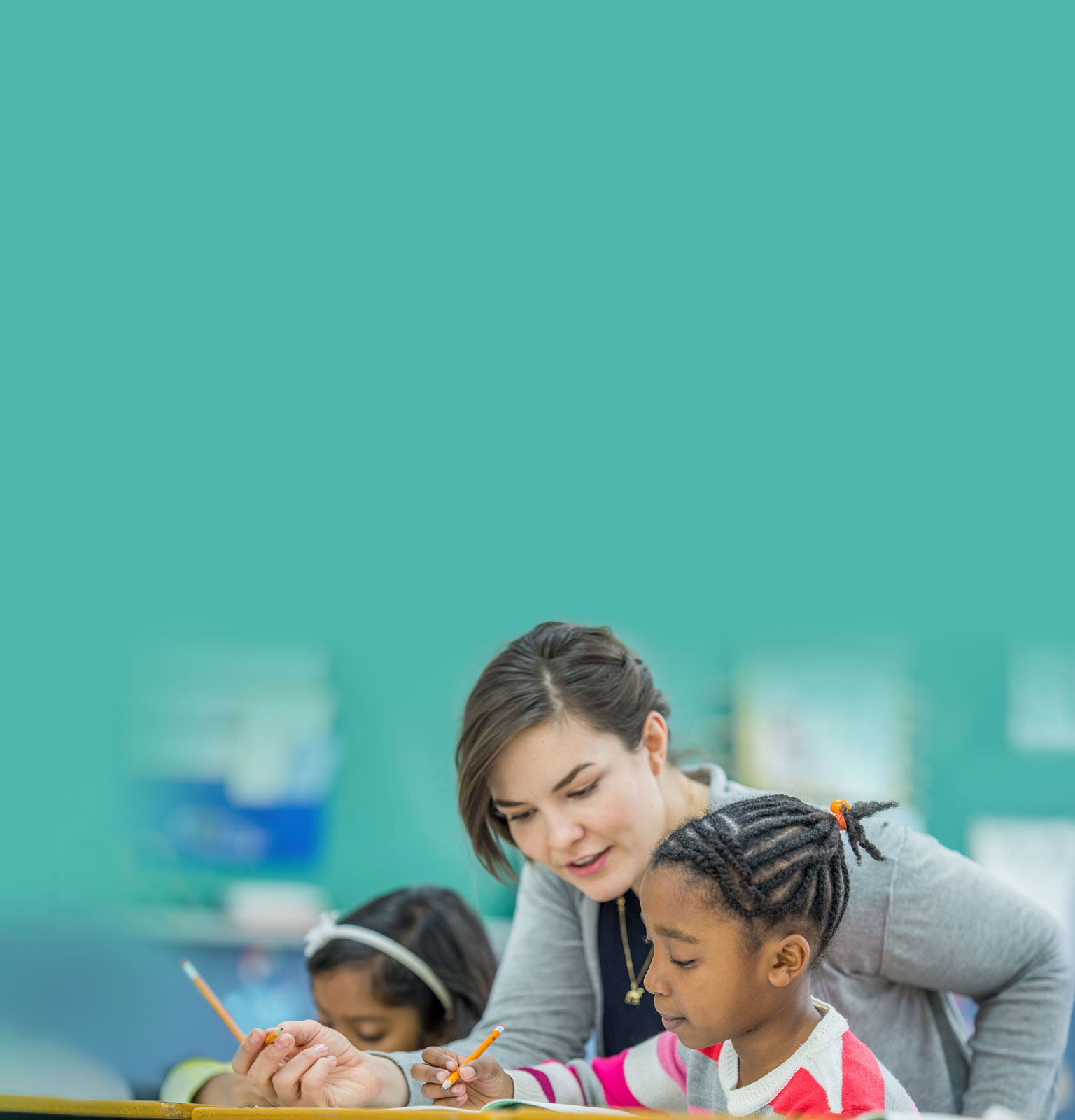 Teacher teaching students